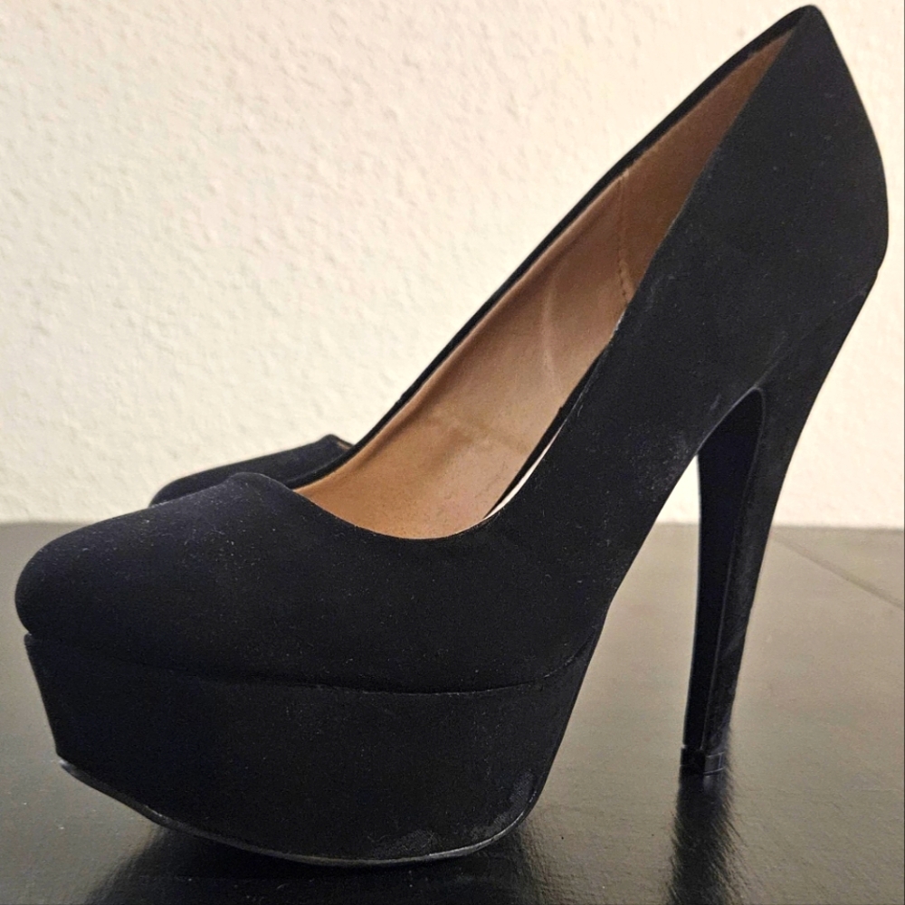 Black suede stilettos